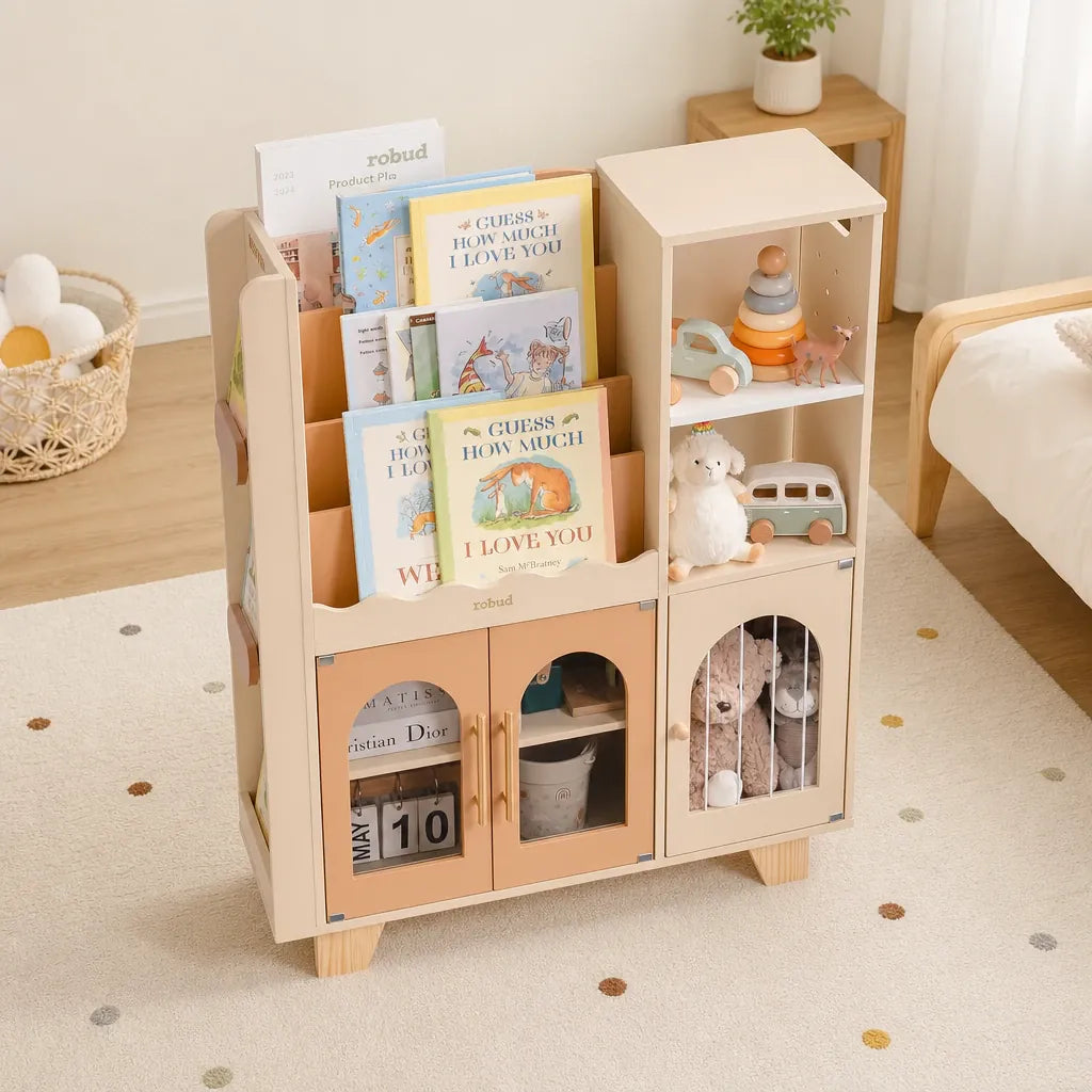 Nelokid Childrens Wooden Bookshelf