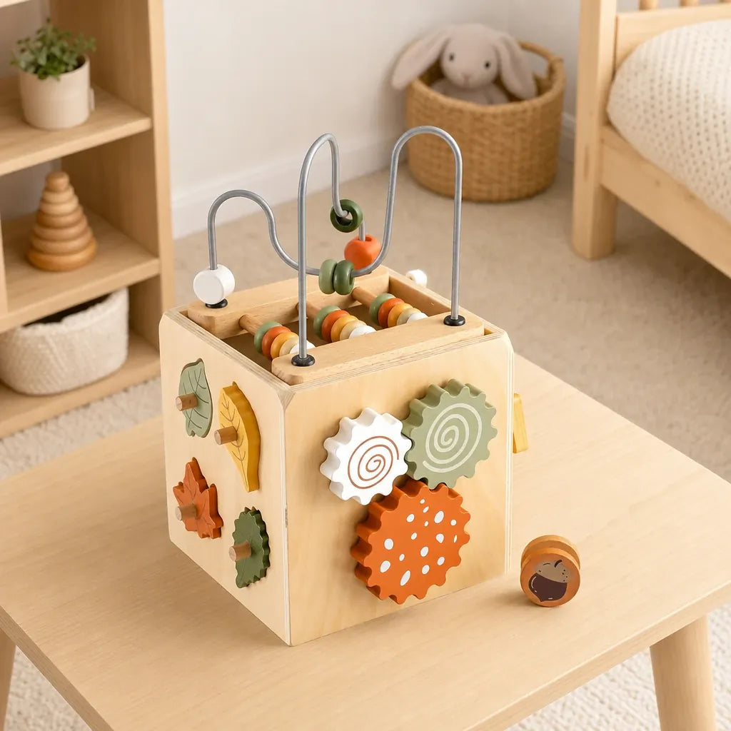 Nelokid Infant Activity Cube Wooden