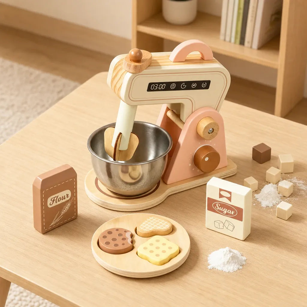 Nelokid Wooden Toy Kitchen Mixer