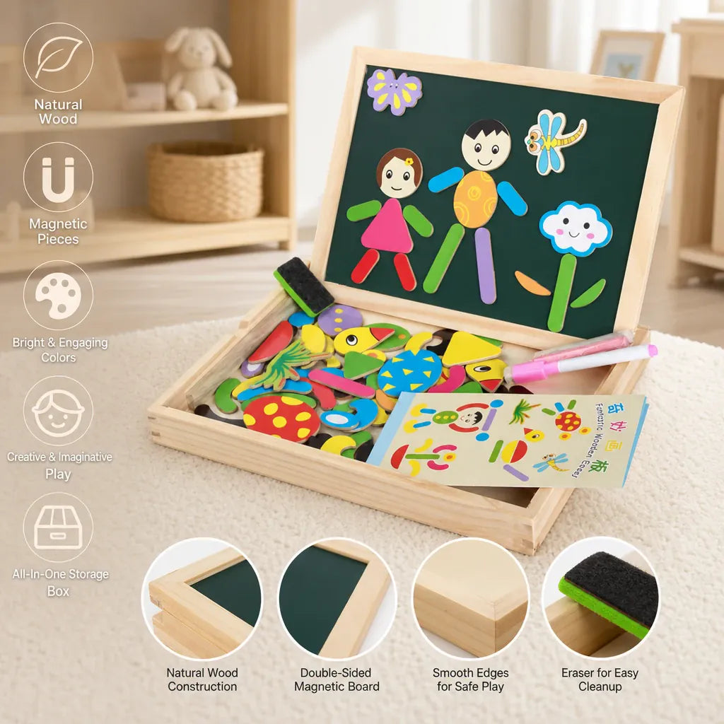 Nelokid Double Sided Magnetic Drawing Puzzle Board