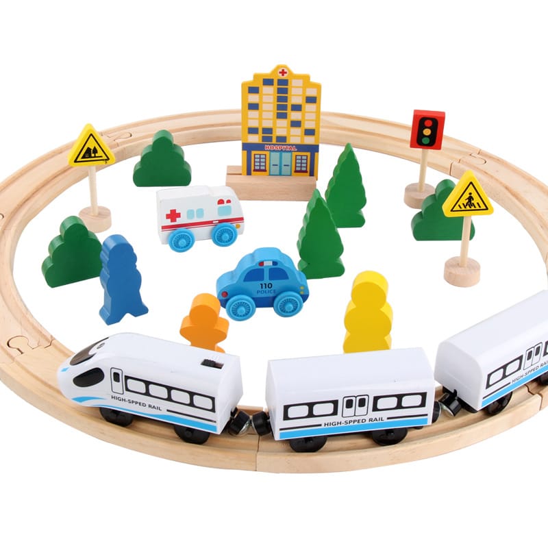 Nelokid Toy Train With Wooden Tracks