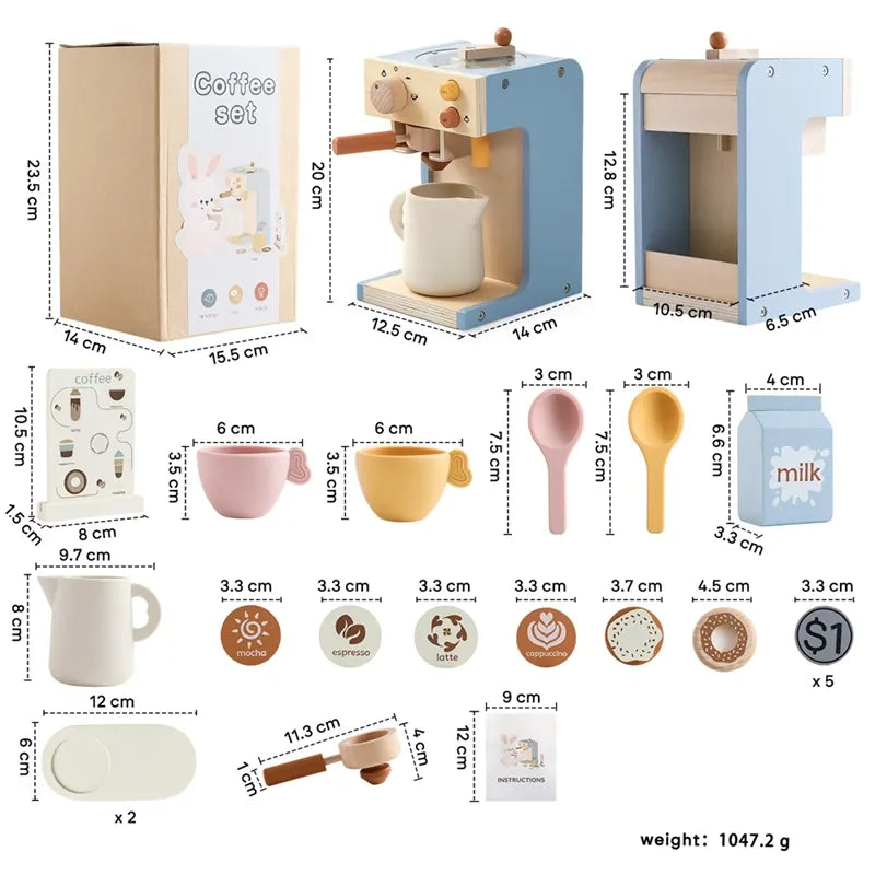 Nelokid Wood Toy Coffee Maker