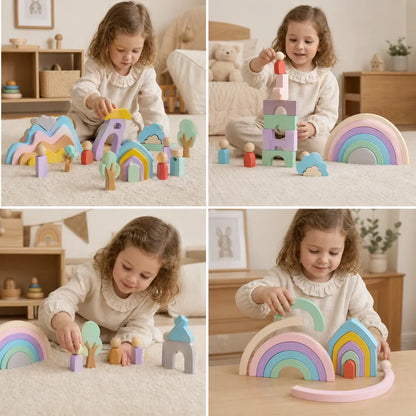 Nelokid Wooden Rainbow Building Blocks