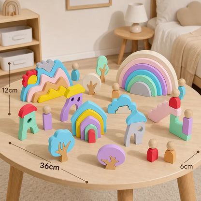 Nelokid Wooden Rainbow Building Blocks