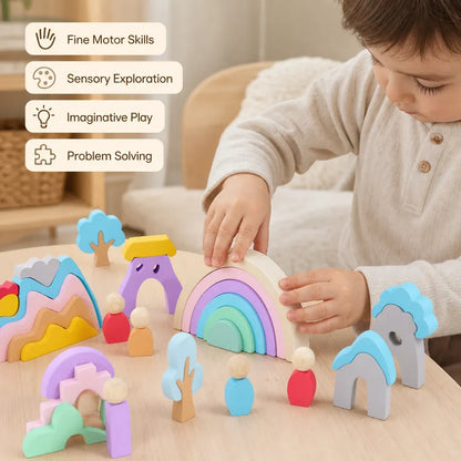 Nelokid Wooden Rainbow Building Blocks