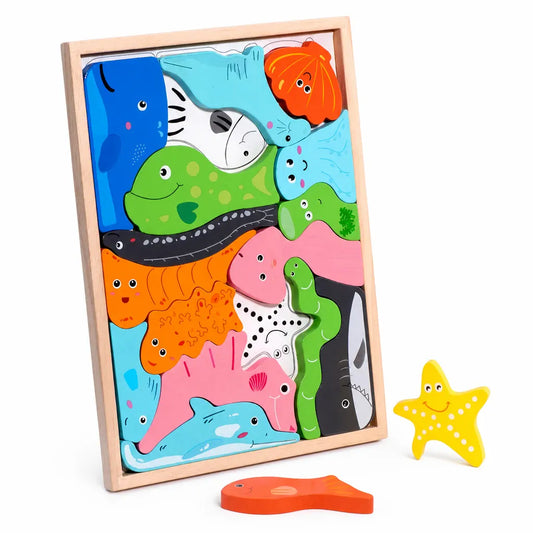 Nelokid Wooden Animal Puzzle With Animal Shaped Pieces