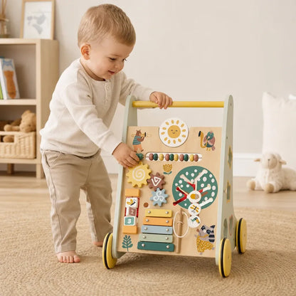 Nelokid Wooden Push Along Activity Walker