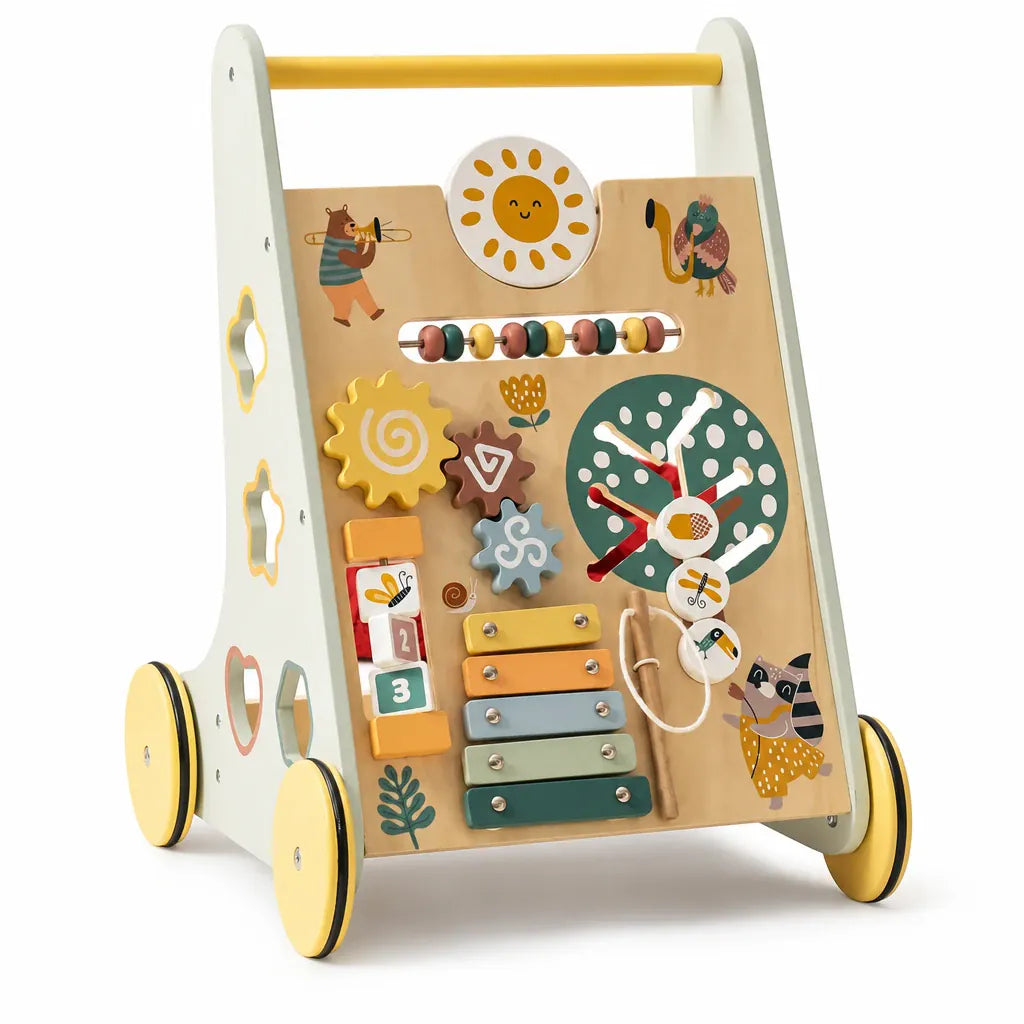 Nelokid Wooden Push Along Activity Walker