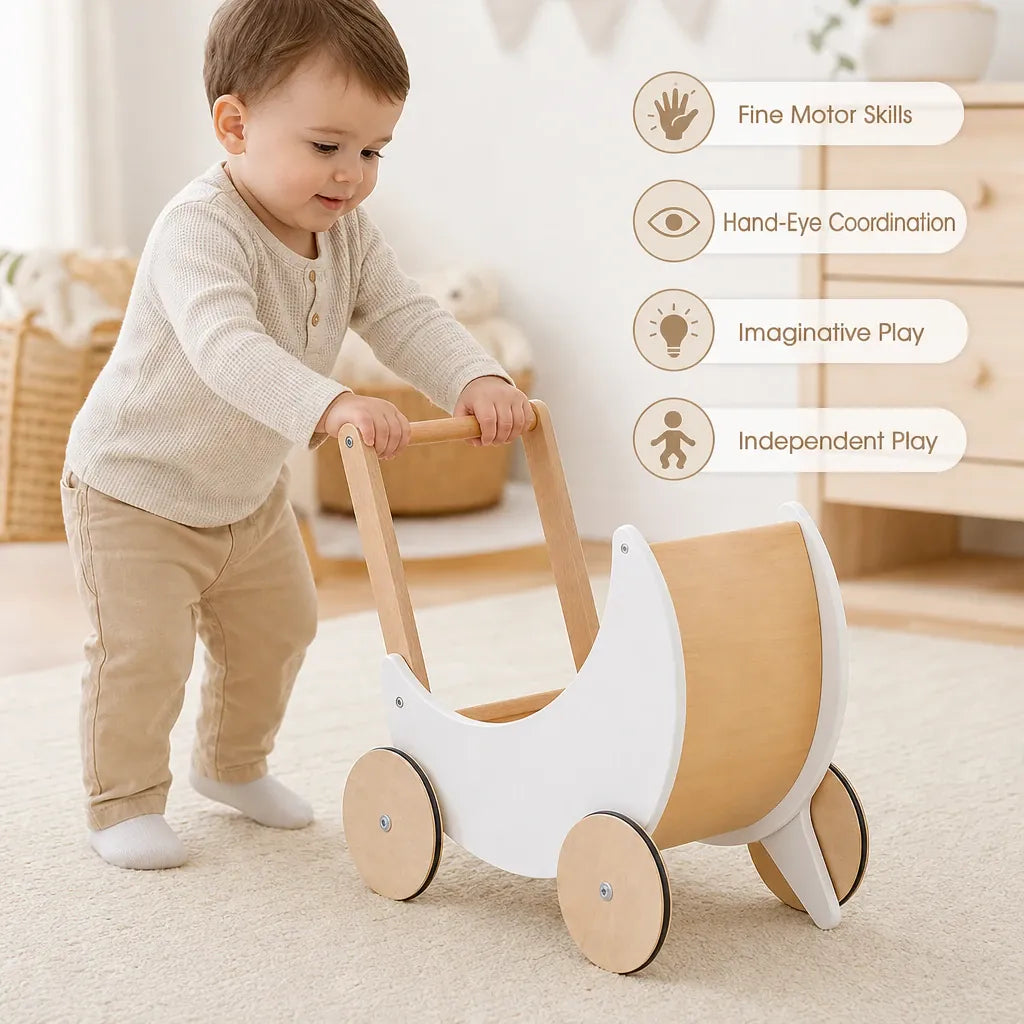 Nelokid Wooden Push Along Walker