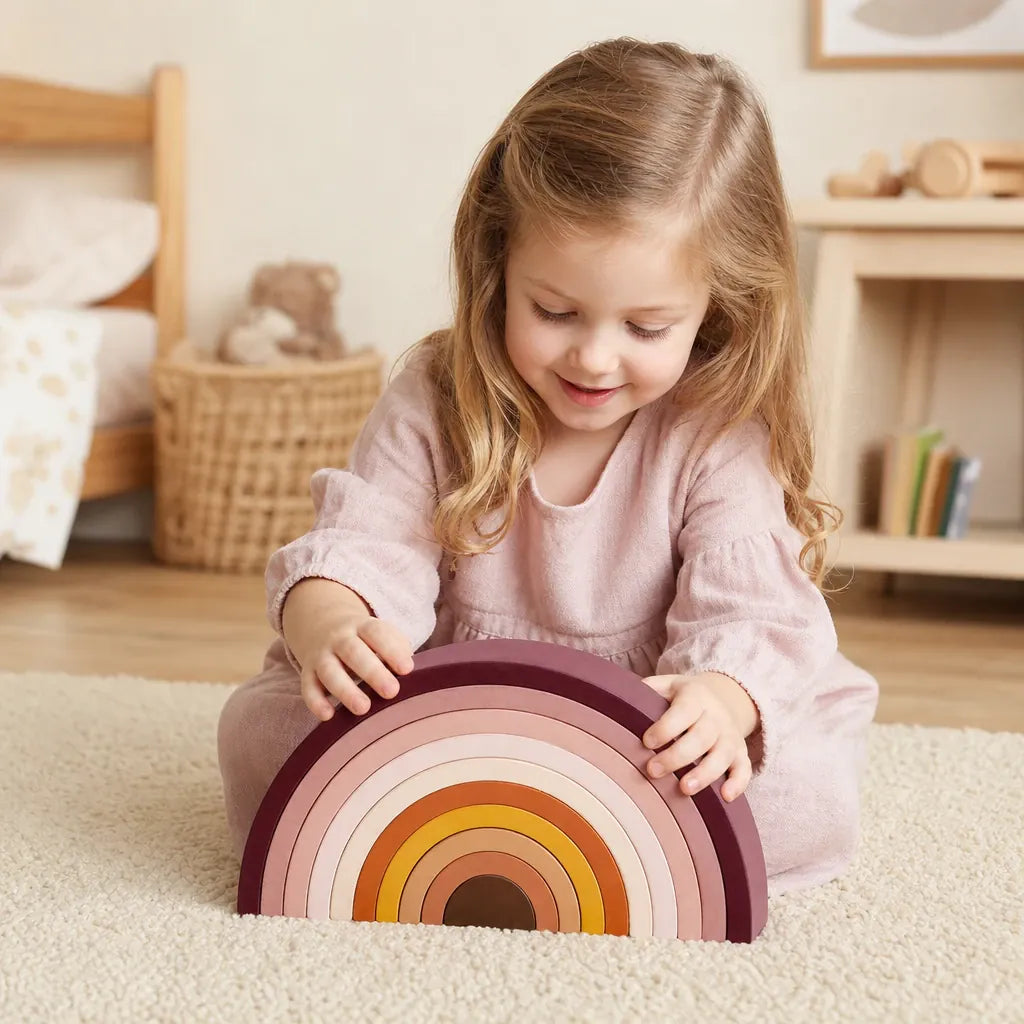 Nelokid Wooden Rainbow Stacking Toy