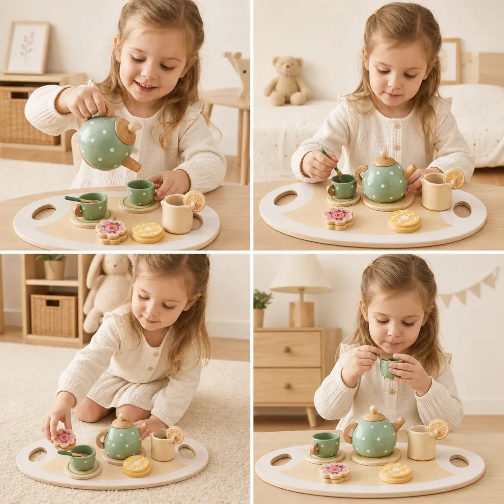 Nelokid Childrens Wooden Tea Set