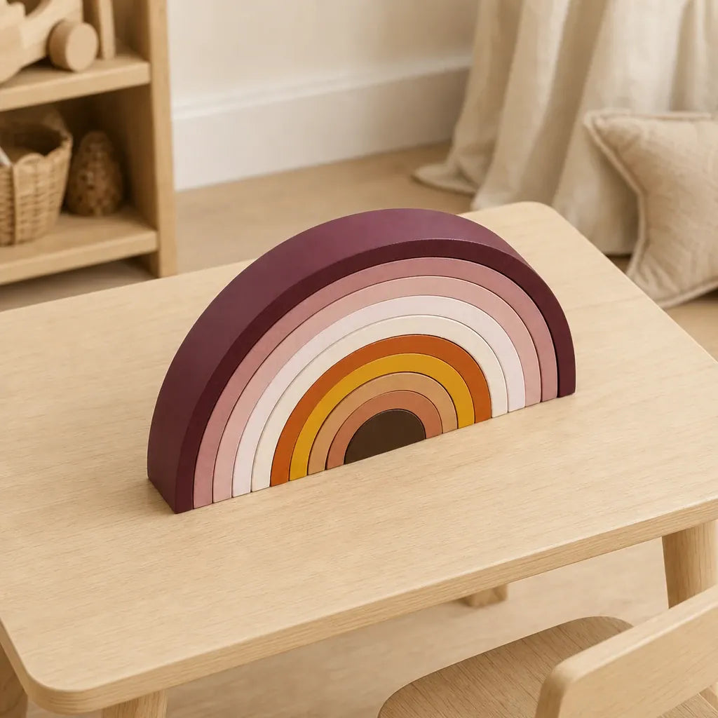Nelokid Wooden Rainbow Stacking Toy
