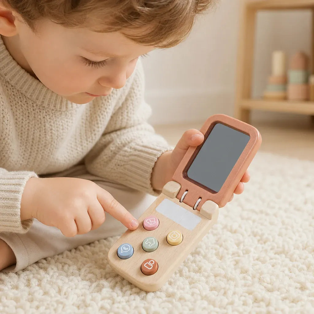 Nelokid Toy Phone Wooden