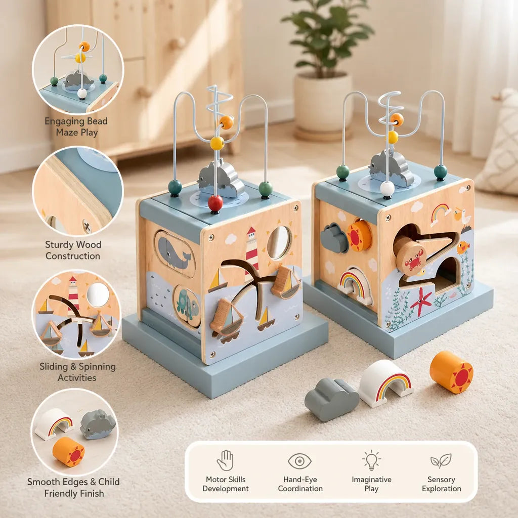 Nelokid Wooden Activity Cube