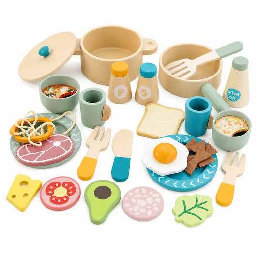 Nelokid Wooden Kitchen Playset Accessories