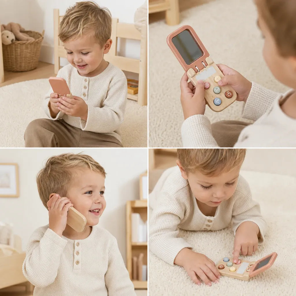 Nelokid Toy Phone Wooden