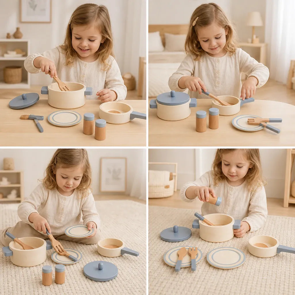 Nelokid Toy Kitchen Pots and Pans