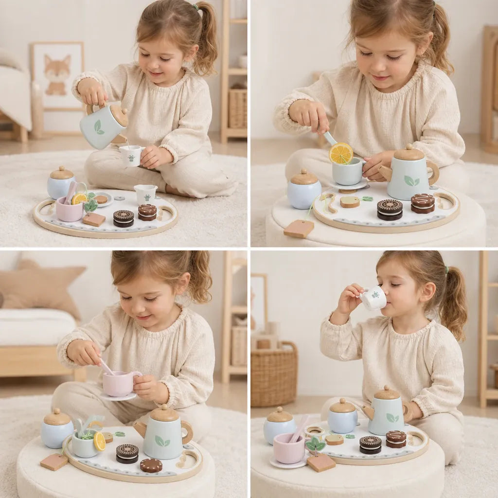 Nelokid Tea Set Childrens Wooden