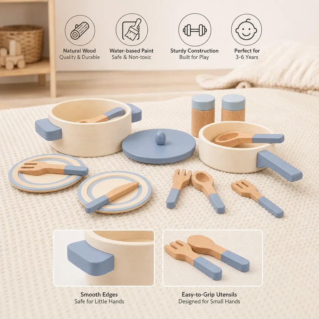 Nelokid Toy Kitchen Pots and Pans