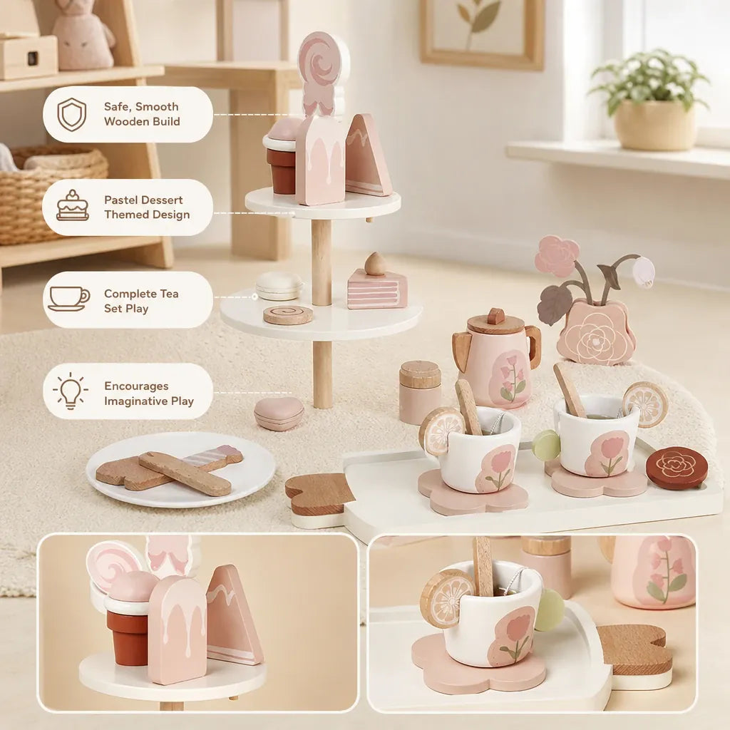 Nelokid Wooden Tea Set Toddler