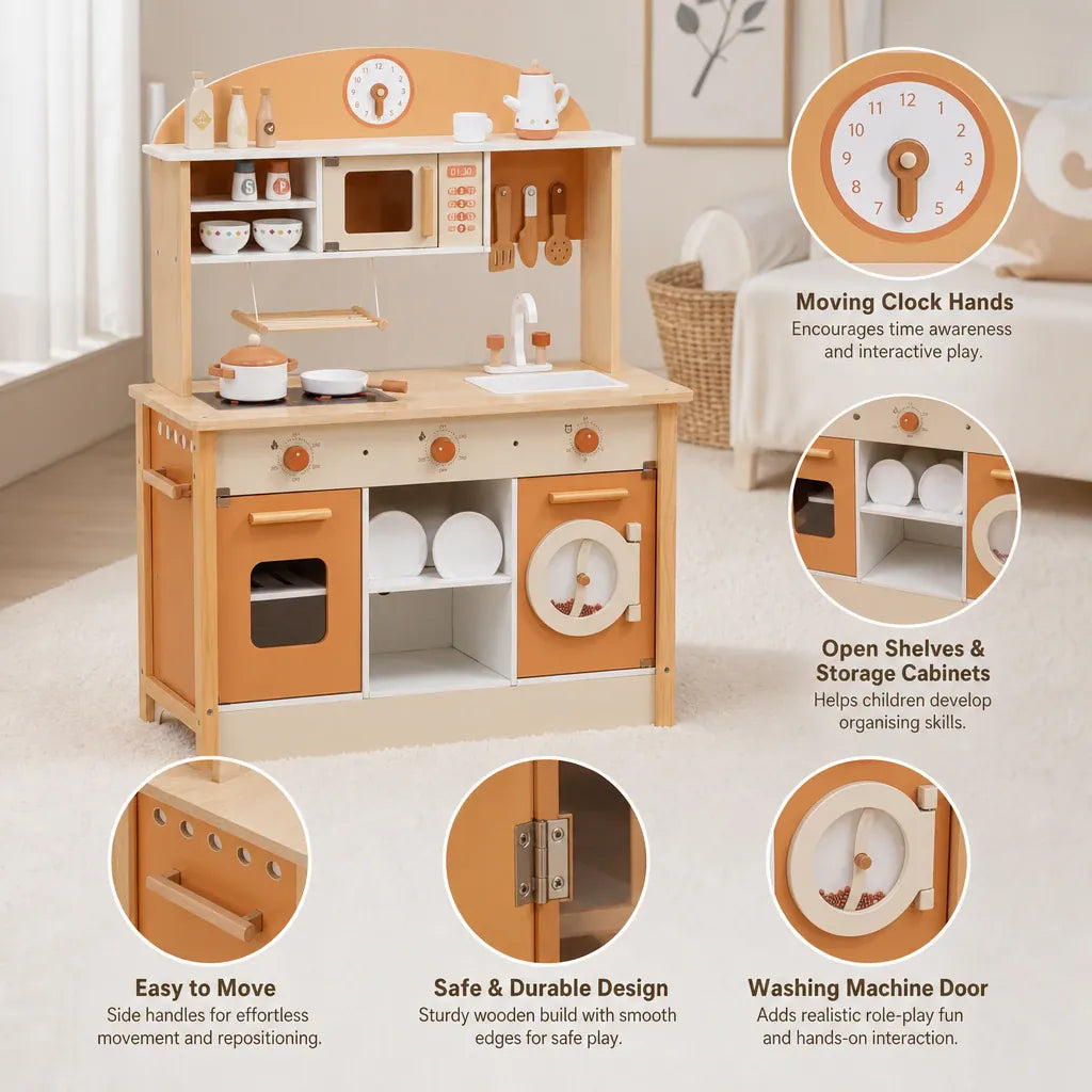 Nelokid Toy Kitchen With Washing Machine