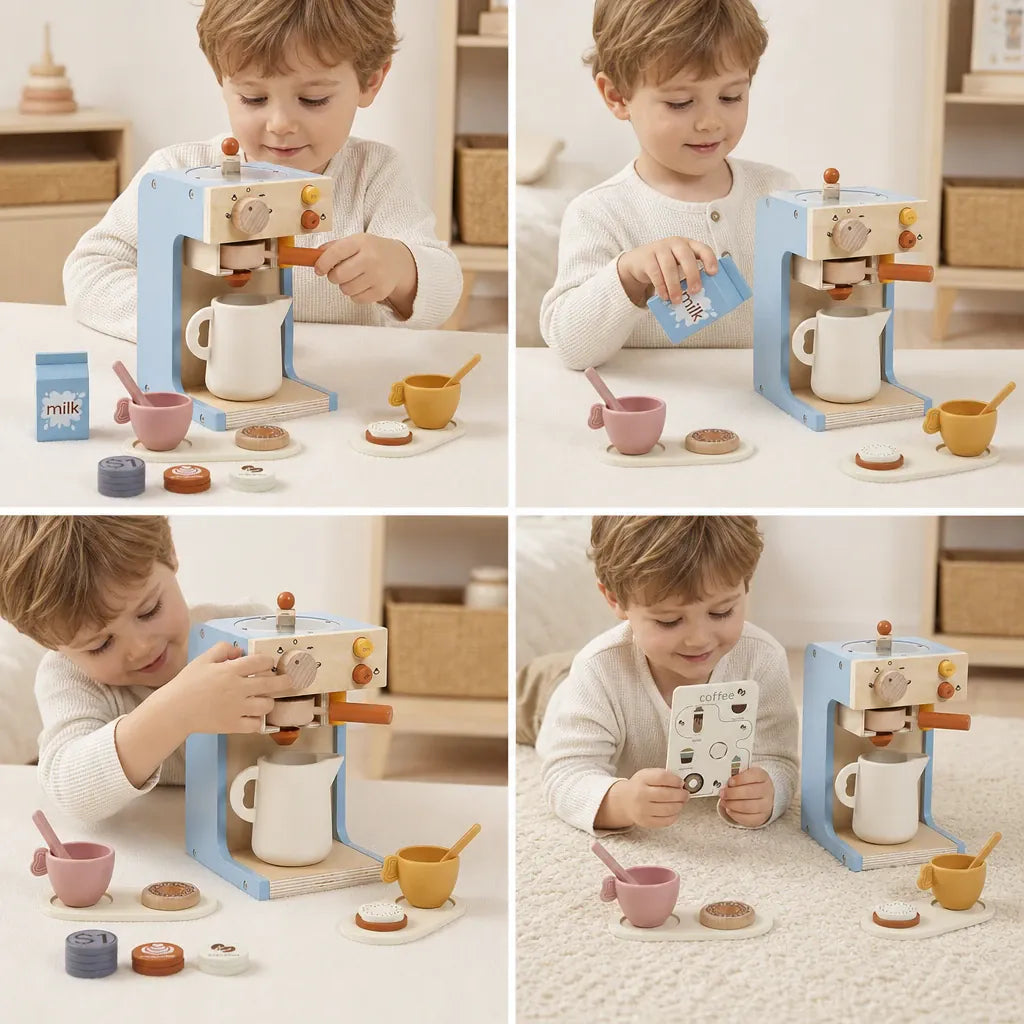 Nelokid Wood Toy Coffee Maker