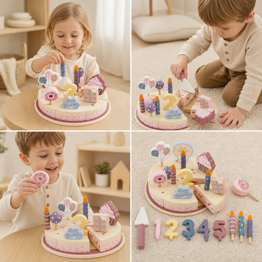 Nelokid Wooden Birthday Cake Toy