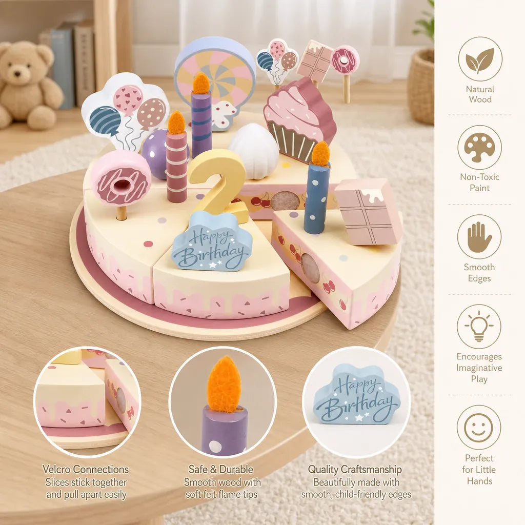 Nelokid Wooden Birthday Cake Toy