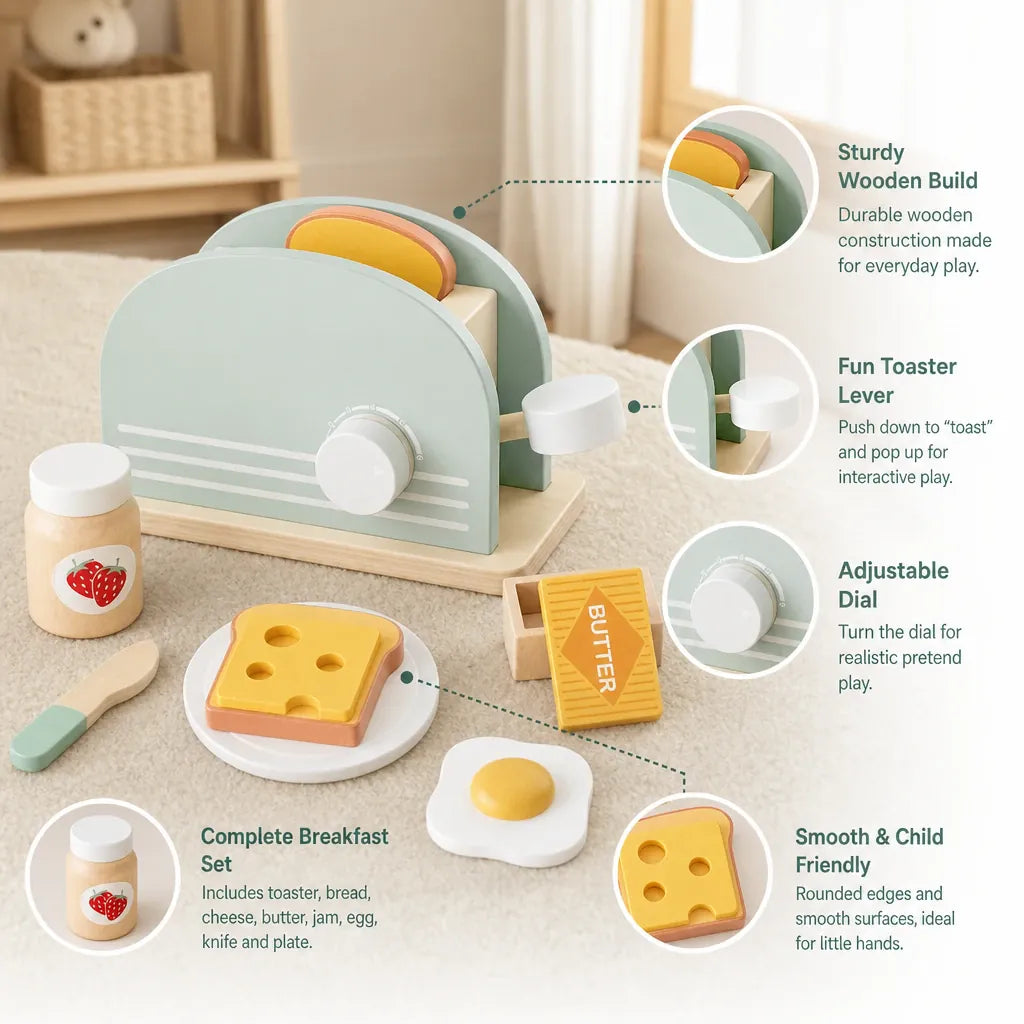 Nelokid Toy Kitchen Toaster