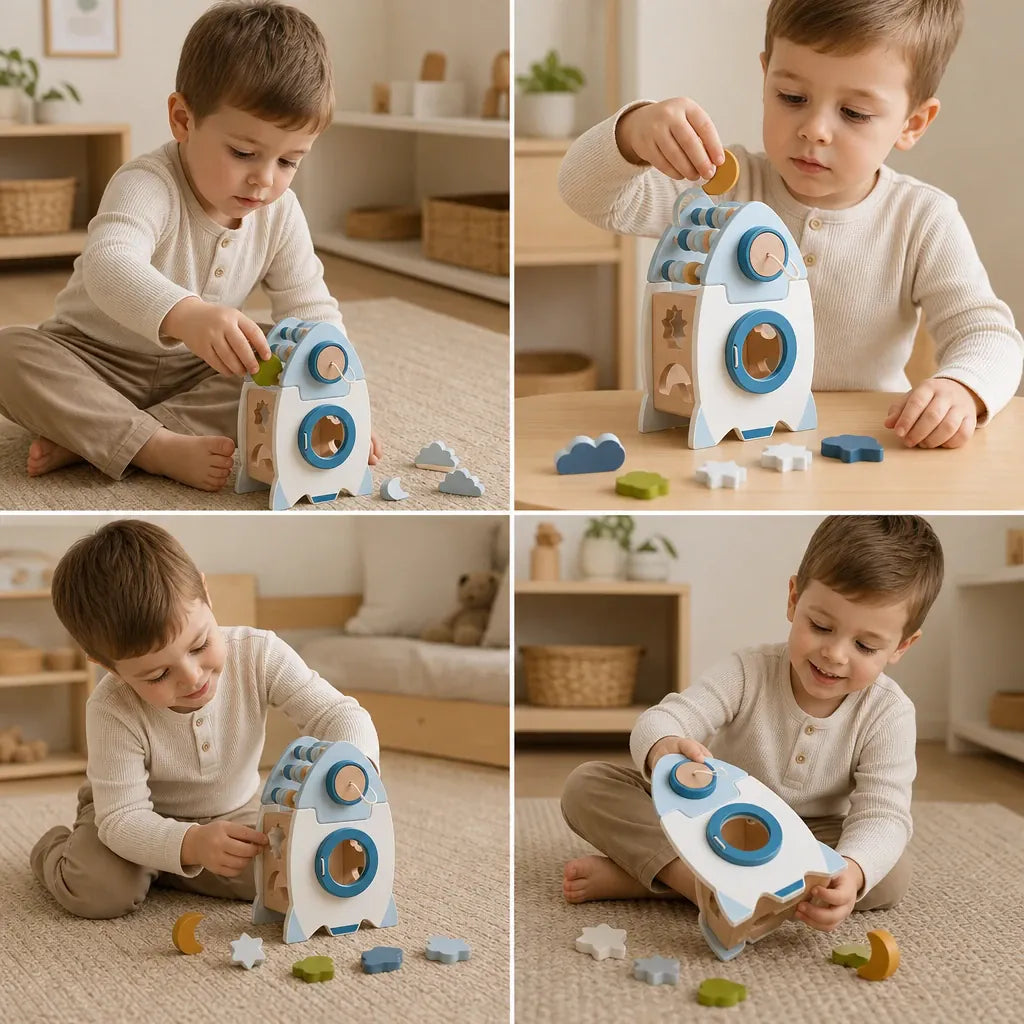 Nelokid Wooden Rocket Puzzle
