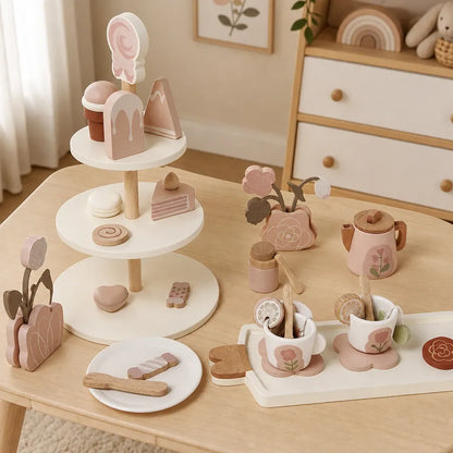 Nelokid Wooden Tea Set Toddler