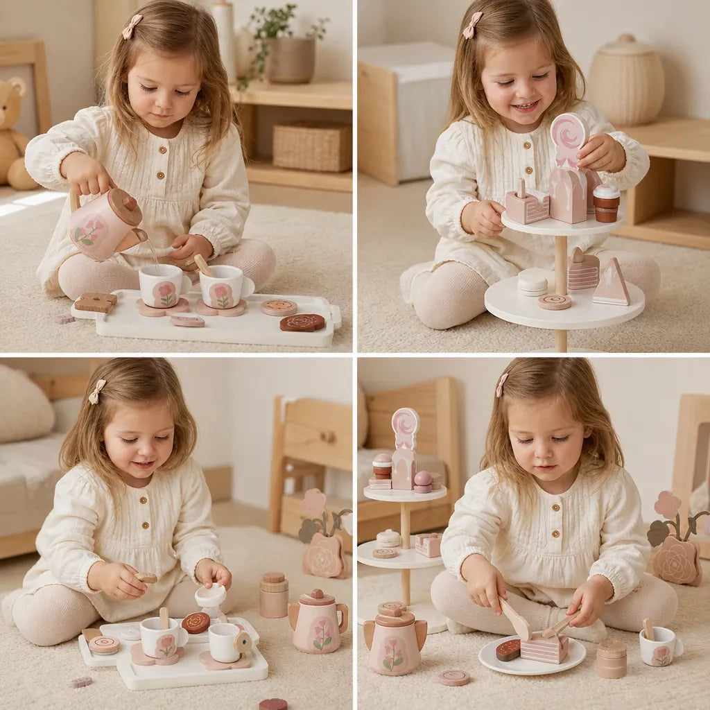 Nelokid Wooden Tea Set Toddler