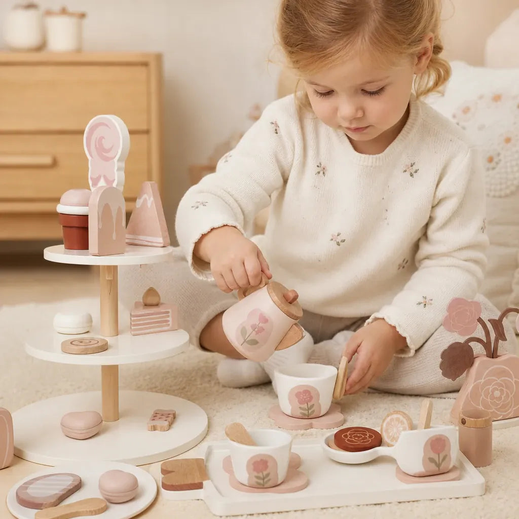 Nelokid Wooden Tea Set Toddler
