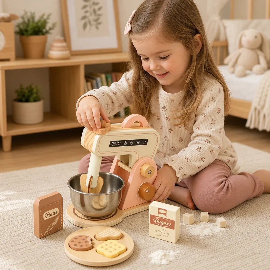 Nelokid Wooden Toy Kitchen Mixer