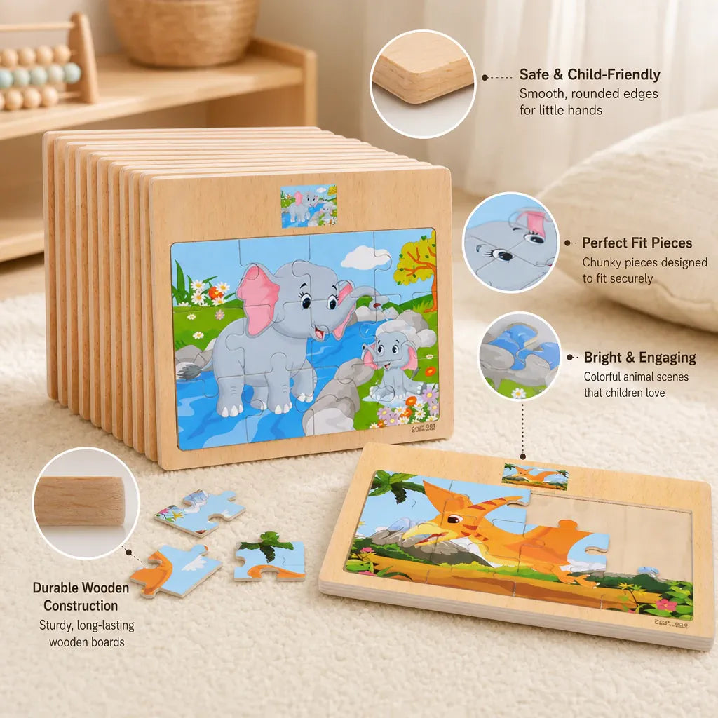 Nelokid Wooden Animal Puzzles