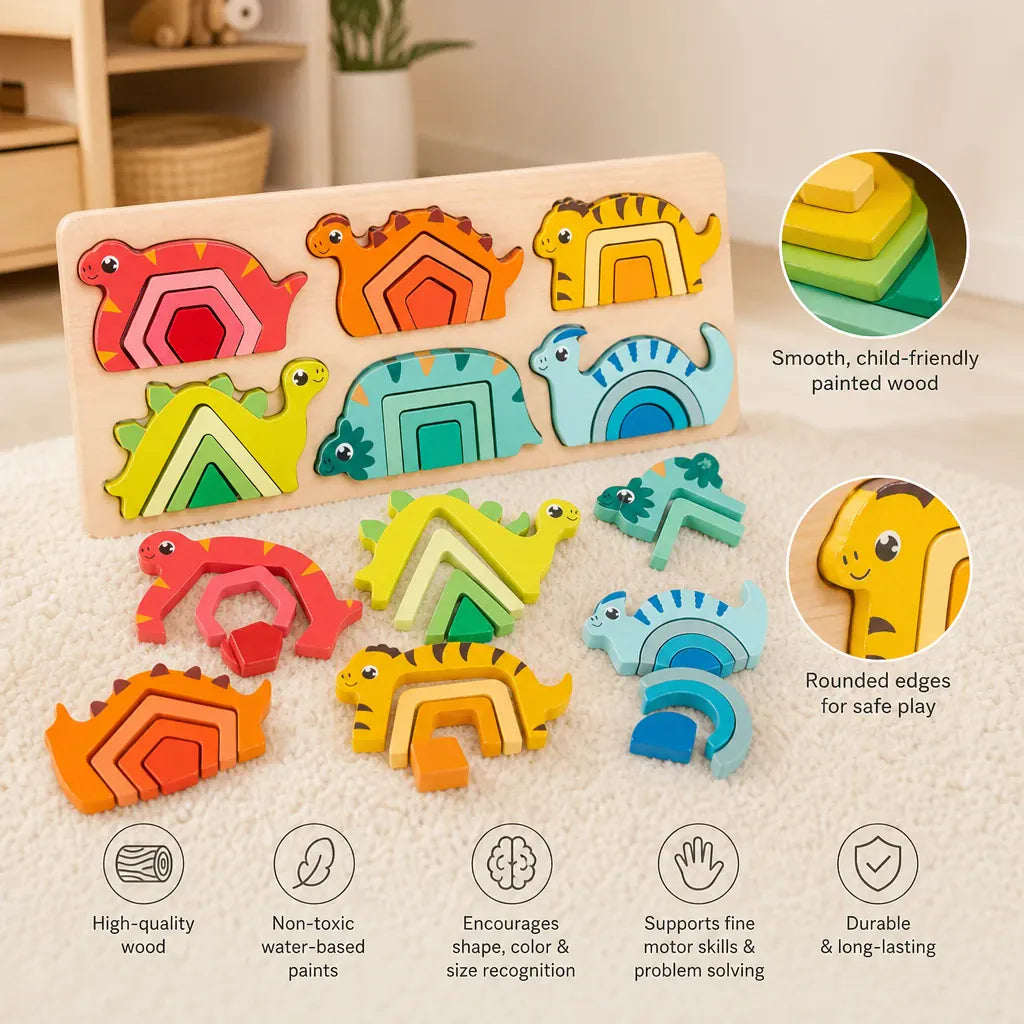 Nelokid Wooden Dinosaur Puzzle