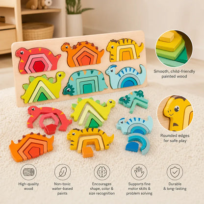 Nelokid Wooden Dinosaur Puzzle