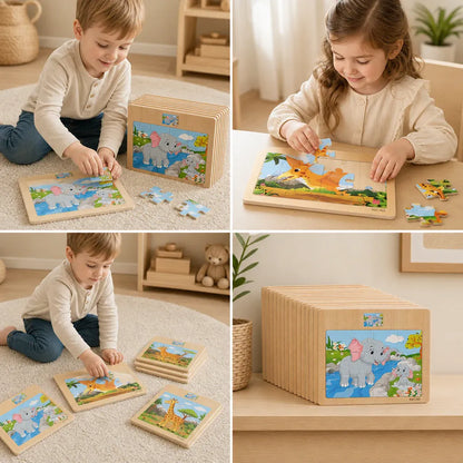 Nelokid Wooden Animal Puzzles