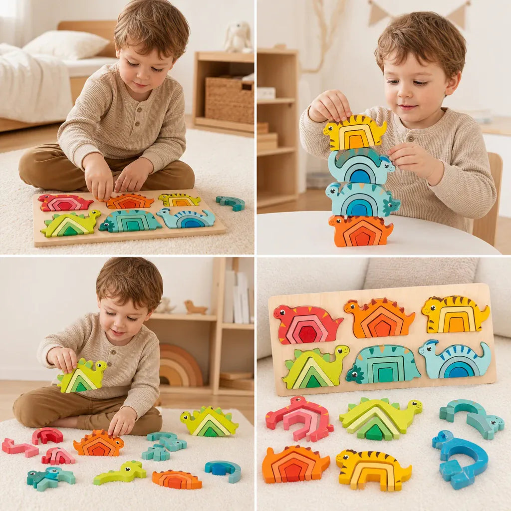 Nelokid Wooden Dinosaur Puzzle