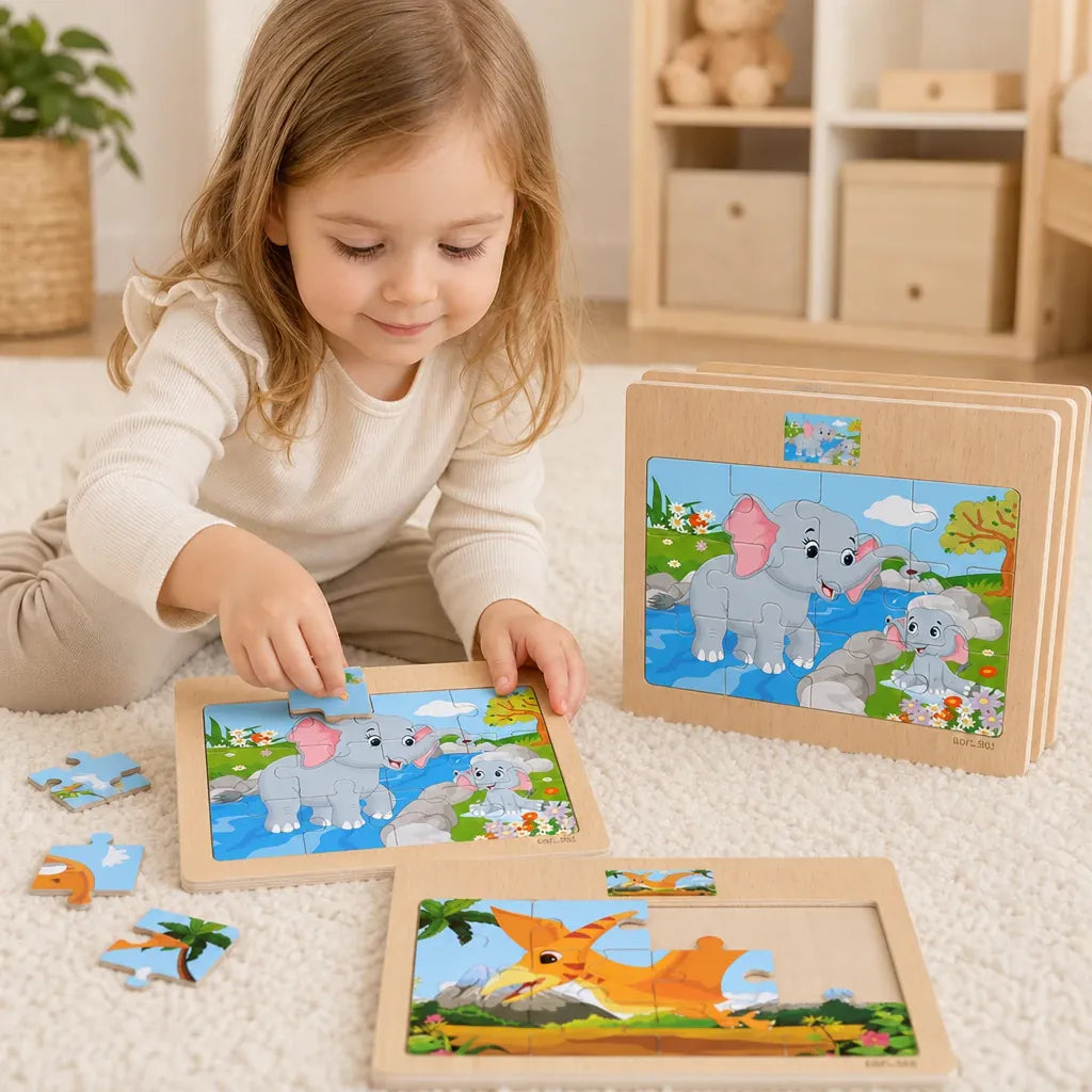 Nelokid Wooden Animal Puzzles