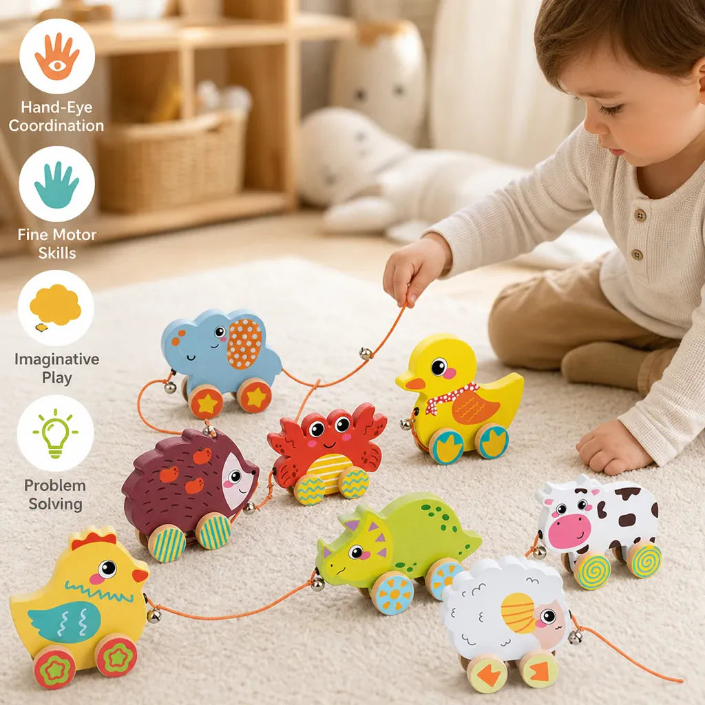 Nelokid Wooden Pull Along Toy
