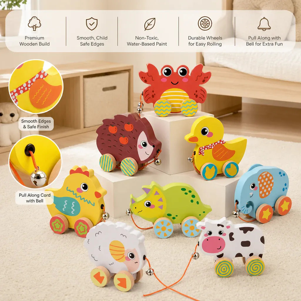 Nelokid Wooden Pull Along Toy
