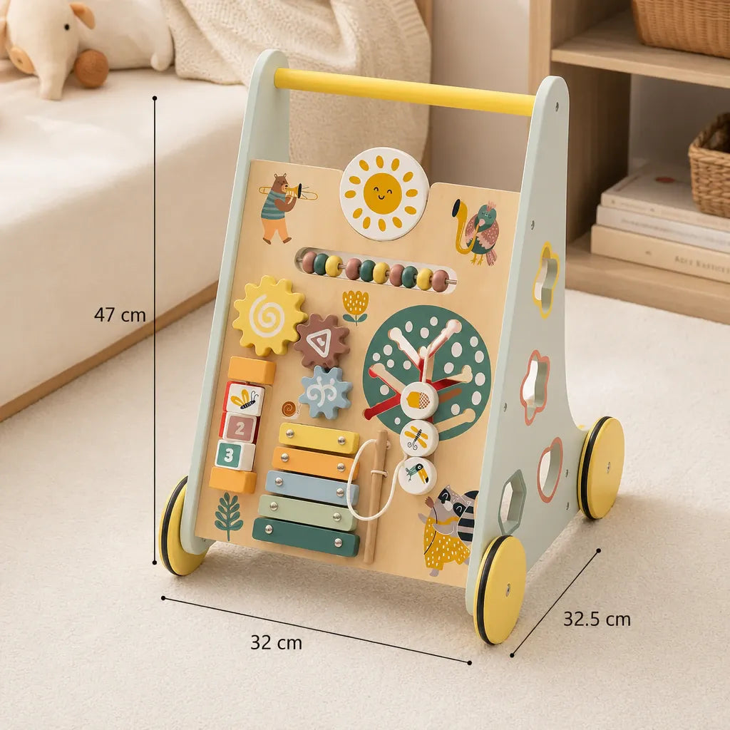 Nelokid Wooden Push Along Activity Walker