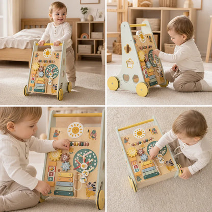 Nelokid Wooden Push Along Activity Walker
