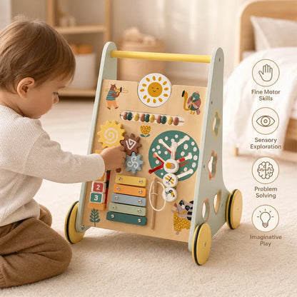 Nelokid Wooden Push Along Activity Walker