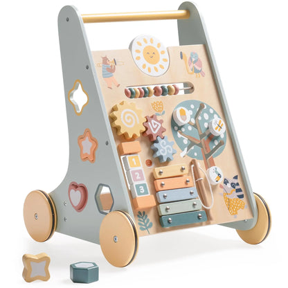 Nelokid Wooden Push Along Activity Walker